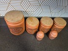 6 Piece Vintage Terracotta Kitchen Line Storage Jars And Shakers- See All Photos