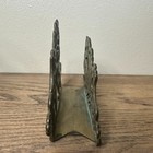 Vintage Brass Art Nouveau Letter Holder Napkin Rack Scroll Leaf Design Patina