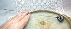 Antique Hatpin Brass-large Rhinestone Top Ball 1 25 In   Victorian Original 19th