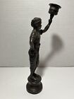 Vintage Bronze Boy Man Statue Raising Torch Heavy 11  Blackamoor     Art