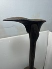 14    Tall  Vintage Antique Cast Iron Cobbler Shoe Stand On 9    Log Stand
