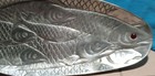 Vtg 1980s Arthur Court Aluminum Fish Platter Tray Carnelian Eye 18 9 8  X 7 1 4 