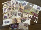 Nice lot Of 25 Greetings Postcards With Purple Violets Flowers in Sleeves d999