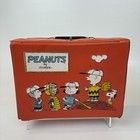 Vintage 1960 s Peanuts Red Vinyl Lunch Box   Thermos - Vintage 1960 s Snoopy