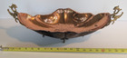 Large Antique Arts   Crafts Gothic Revival Dragon Hand Hammered Copper Bowl