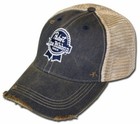 Pabst Blue Ribbon Retro Brand Distressed Pbr Beer Trucker Hat Official Licensed