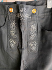 36  Waist men s Oktoberfest embroidery fabric jeans Style Lederhosen  Black Emb 