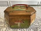 Vintage Berjan Decoupage Mushroom Handmade Wooden Purse