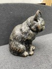 Bronze Sleeping Sitting Cat Metal Bookend Statue Figurine Doorstop 8  Tall