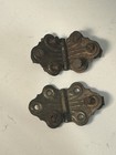 Pair Antique Brass Ice Box Refrigerator Hinges Ornate Victorian Hardware Patina