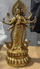 16 tibet Buddhism Bronze Gilt 8 Arms Tara Kwan-yin Guanyin Goddess Buddha Statue