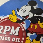Vintage Rpm Motor Oil Sign - Mickey Mouse Gasoline Service Gas Porcelain Sign