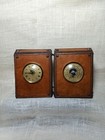 Beautiful Vintage Italian Leather Desk Set Wind Up Clock And Barometer Working