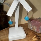 Sterling Silver Turquoise Dangle Pierced Earrings Vintage Navajo Indian 3 84g