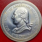 1976 Isle Of Man 1 Crown  86 Oz Silver Bu Washington Us Independence Bicentenary