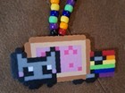 Kandi Perler Beads Nyan Cat 16  Rainbow Necklace Rave Scene-new