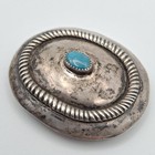 Vintage Old Pawn 925 Sterling Silver Oval Turquoise Rope Accent 1 5  Belt Buckle