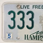 New Hampshire License Plate     free         Repeating Triple 3 Nh Tag 333 391
