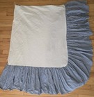 Vintage Ralph Lauren Queen Chambray Blue White Stripe Bed Skirt 13 Inch Drop
