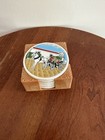 Vintage Greek Ceramic Tile Coasters With Holder Set Of 6