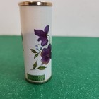 Vintage Genuine Porcelain Lipstick Holder     Purple Violet Floral With Gold Trim