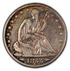 Love Token -  Pfs Script Twig Font 1855 Seated Liberty Half Dollar - Sku-y4851