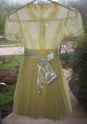 Vintage 1950s Girl s Sheer Yellow Party Dress Rhinestones And Lace