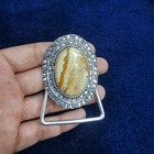 Silver Plated Belt Buckle Handmade Jasper Gemstone Western Cowboy Belt For Men