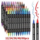 12 24 36 48 60 Dual Tip Acrylic Marker Paint Pens Set Permanent For Art Diy
