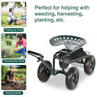 Garden Cart Rolling Work Seat With Tool Tray Heavy Duty Garden Planting