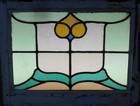 Colorful Abstract Midsize Old English Leaded Stained Glass Window 26 x 19 3 4 