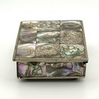 Taxco 800 Silver   Abalone Trinket Box Mexico 800 Silver Wood Lined Trinket Box