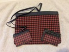 Houndstooth Red And Black Coach Lanyard  Zippered Case    Card Holder Set