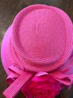 Preston York Pink Straw Kentucky Derby Dress Hat W  Feathers   Ribbon Flowers
