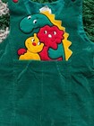 Vintage 70   s Dinosaur Applique Corduroy Romper Green 18 Months