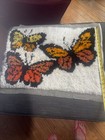 Beautiful Vintage Latch Hook Bufferfly Rug Art