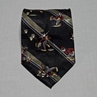 Mickey   Co  Goofy Janitor Tie 100  Silk Black Gold Silver Disney Euc