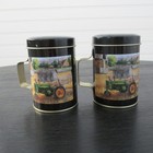 Vtg John Deere Tin Metal Salt   Pepper Shakers Set Tractor Farmhouse Kitchen
