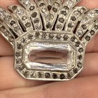 Vintage Pot Metal Brooch Silver Tone Rhinestone Crown