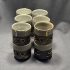 8 Vtg Green Gold Heart Relief Soma Ware Crackle Glaze Tea Cup Horse Japan