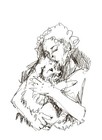Samatowic Woman Puppy 9x12 Abstract Expressive Handmade Signed Original Art 18