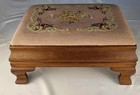 Mauve Heirloom Needlework Embroidered Footstool Floral Design 20 x 14 5   9 