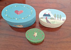Russ Berrie Folk Art Nesting Boxes Lot 3 Primitive Country Cottage Wood-vintage