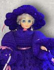 Beautiful Vintage Royal Purple Crochet Bed Pillow Doll 16x22 3 Layers Make Offer