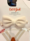 Boys Adjustabe Cat  jack 2 Pc  Accessory Set Suspenders bow Tie Beige