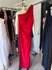 Lulus Red One Shoulder Draped Ruched Maxi Evening Gown Size L
