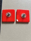Vintage Mid-century retro Red Plastic Lucite Square Floral Post Earrings