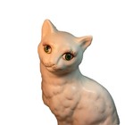 Vintage Large Ceramic Cat Statue Figurine White Persian Cat Green Eyes Mcm
