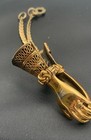 Vintage  1950 s Gold Tone Hand Sweater Glove Scarf Clip With Chains Very Unique