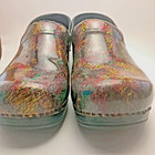 Dansko Clogs Shoes Multi Color Colorful Paint Strokes Lines Black Size 41